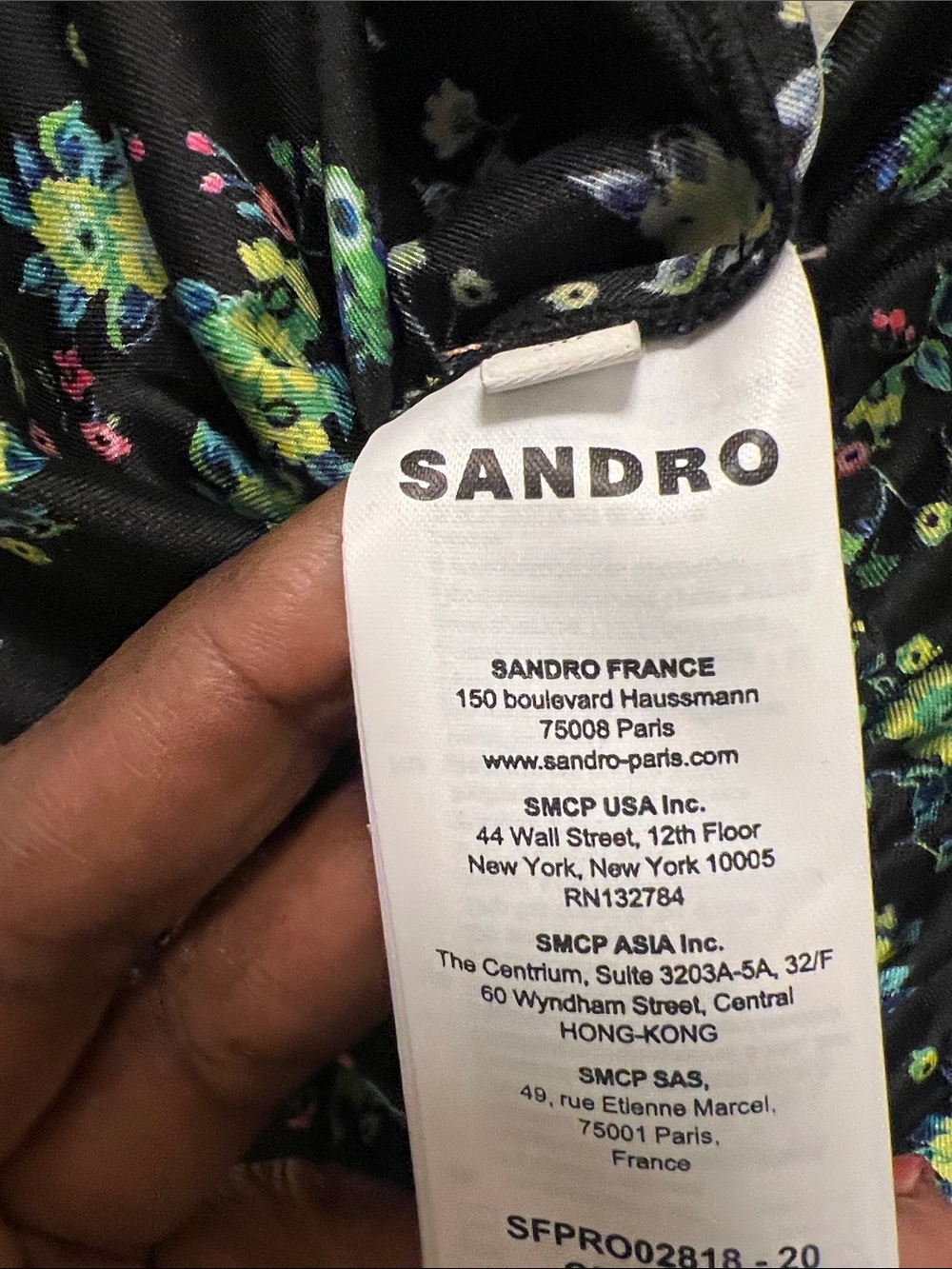 Sandro black floral print Paola ruched floral midi dress 4 evening wedding luxe - Picture 9 of 9